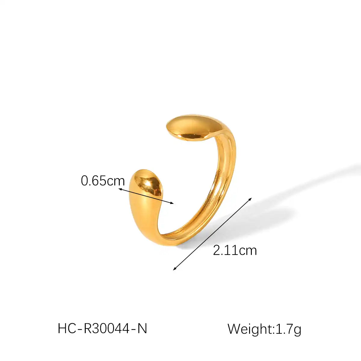 18K Gold Stainless Steel Adjustable Band Ring ( Pk of 5 ) / KR0002