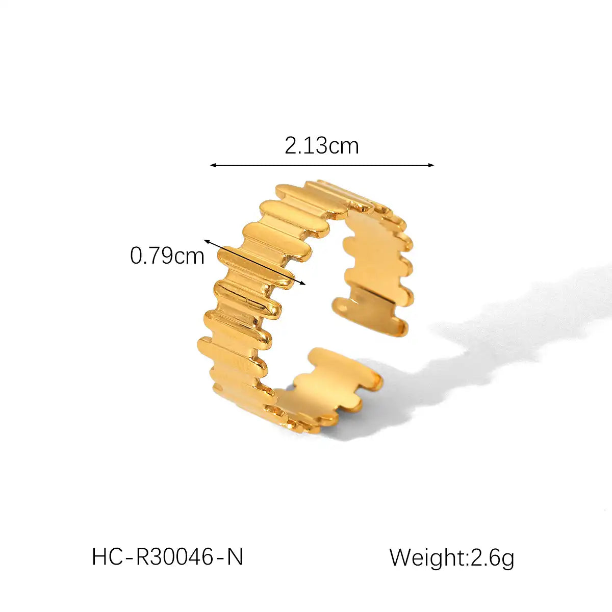18K Gold Stainless Steel Fence Style Band Ring ( Pk of 5 ) / KR0007