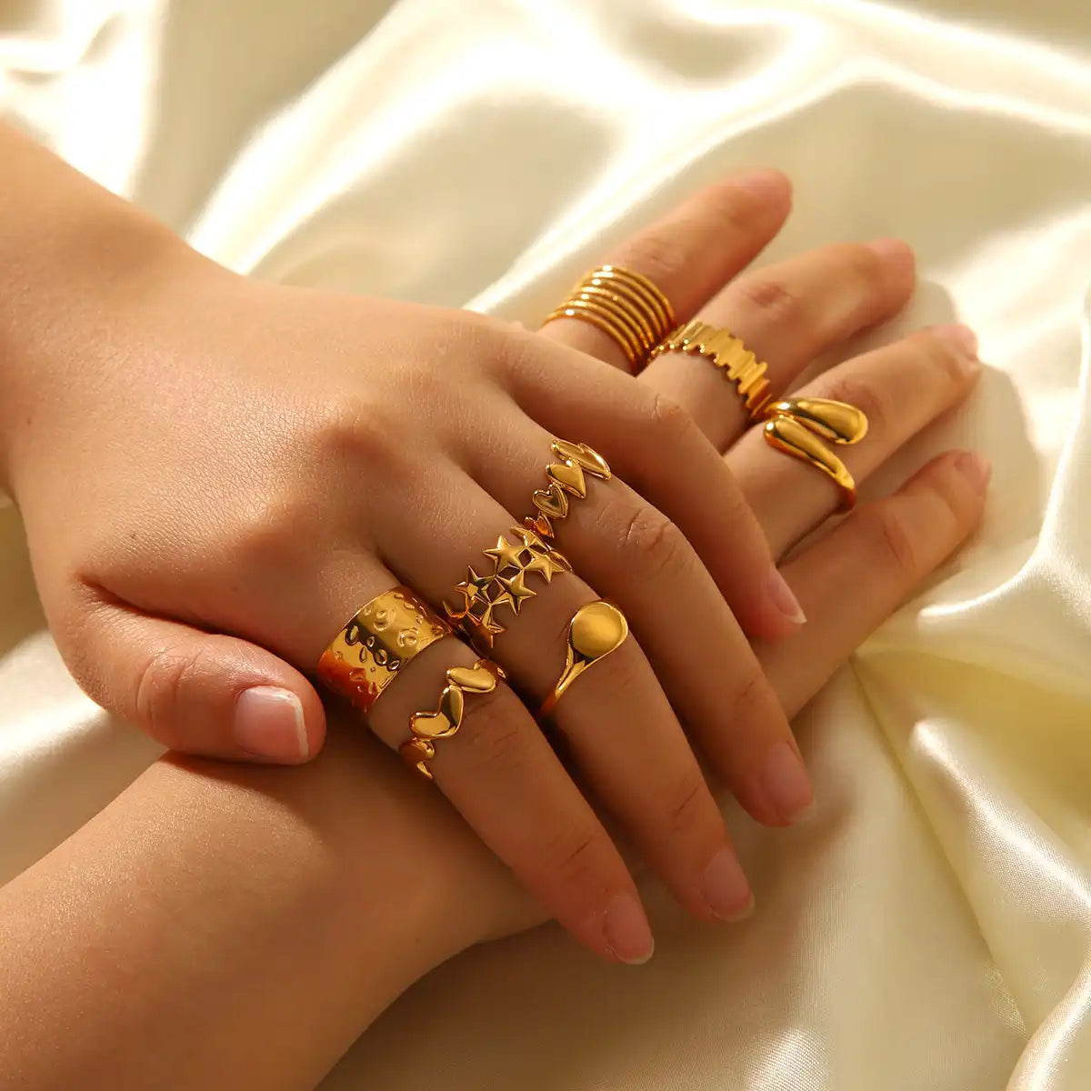 18K Gold Stainless Steel Signet Band Ring ( Pk of 5 ) / KR0003