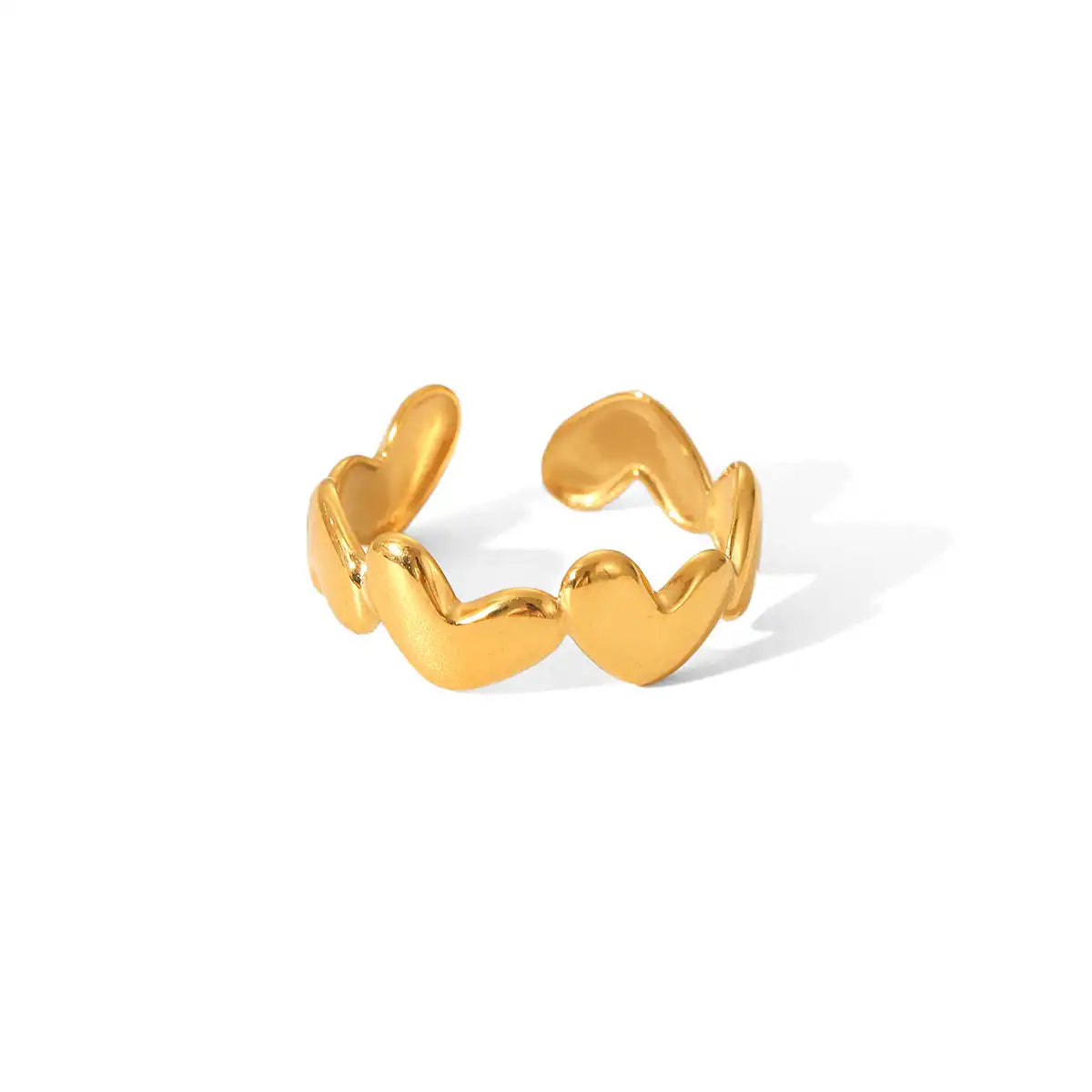 18K Gold Stainless Steel Heart Band Ring ( Pk of 5 ) / KR0001
