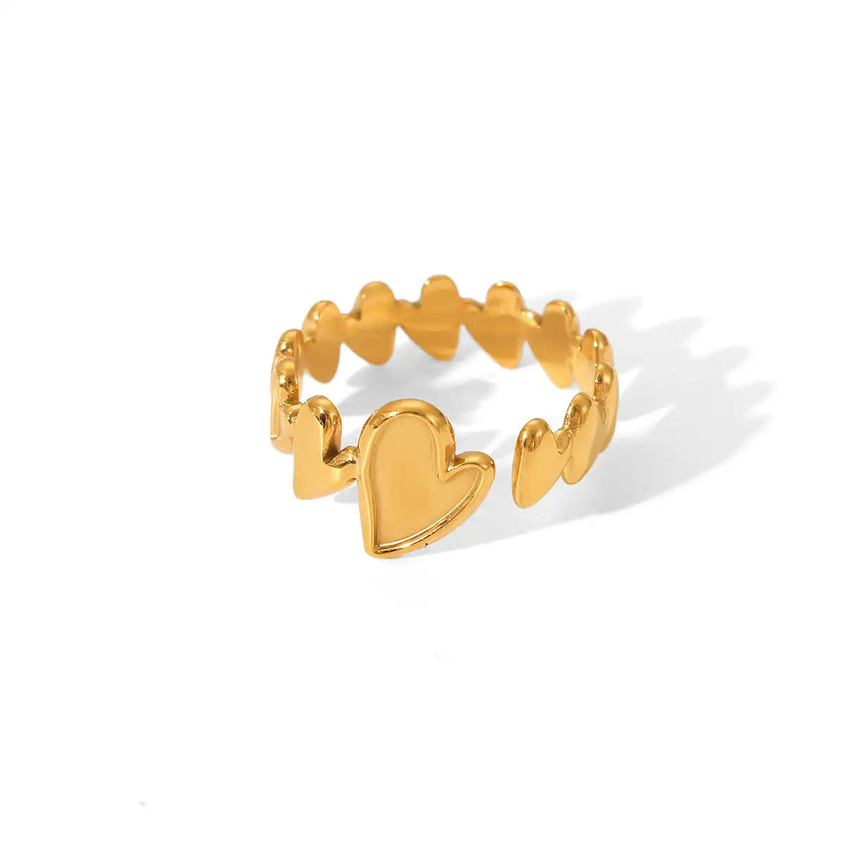 18K Gold Stainless Steel Heart Shape Band Ring ( Pk of 5 ) / KR0004