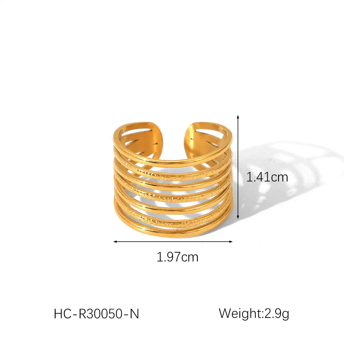 18K Gold Stainless Steel Multi Layered Band Ring ( Pk of 5 ) / KR0008