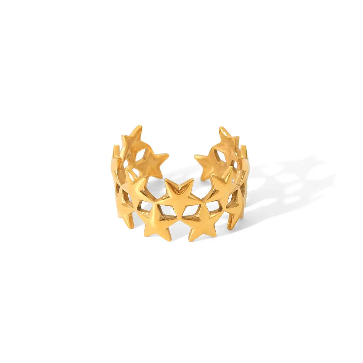 18K Gold Stainless Steel Stack Star Band Ring ( Pk of 5 ) / KR0006