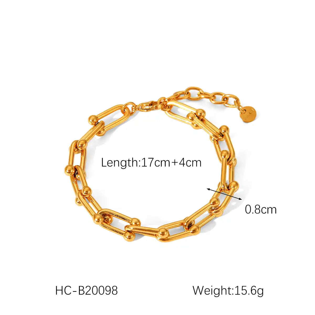18K Gold PVD Stainless Steel Chain Bracelet / KB0027