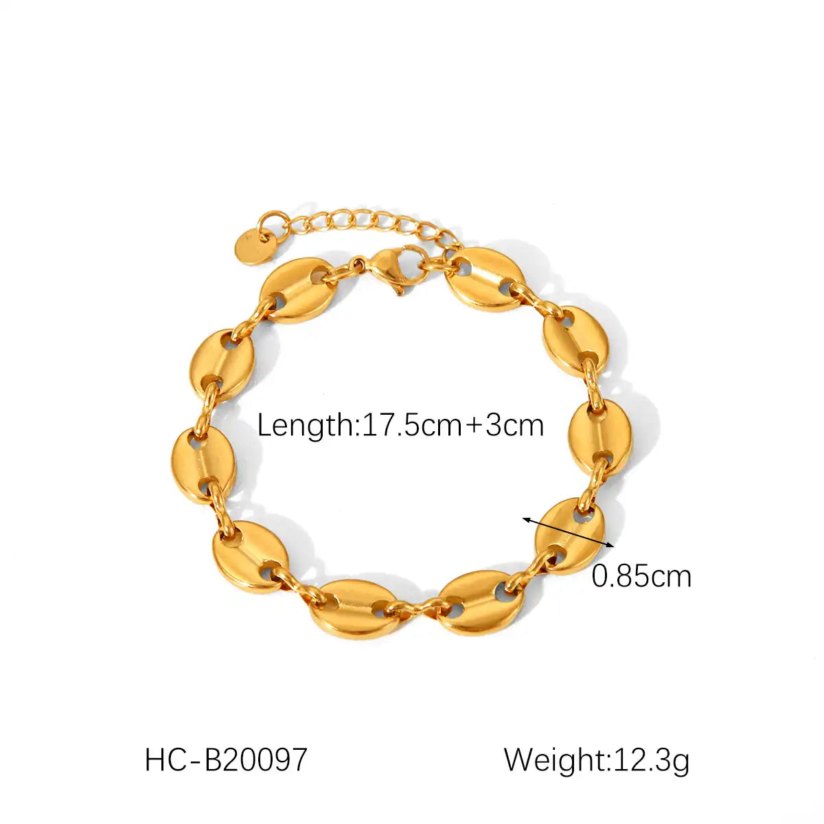 18K Gold PVD Stainless Steel Chain Bracelet / KB0026