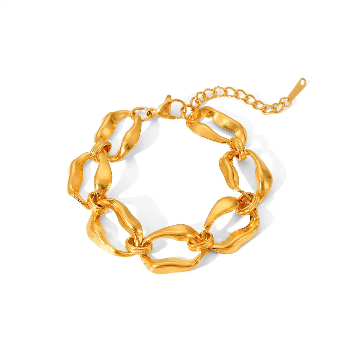18K Gold PVD Stainless Steel Polygon Chain Bracelet / KB0023