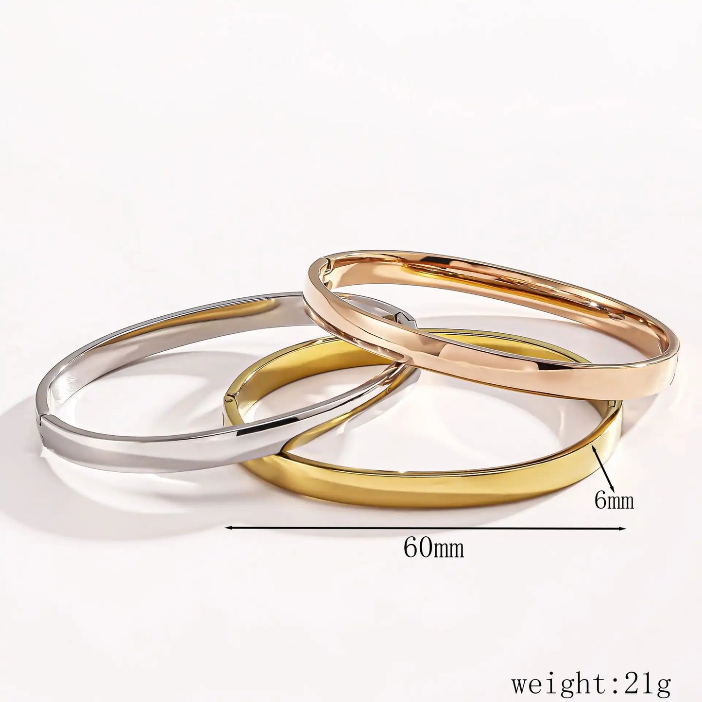 18K Gold PVD Titanium steel 6mm curved Minimalist bracelet / 25303078