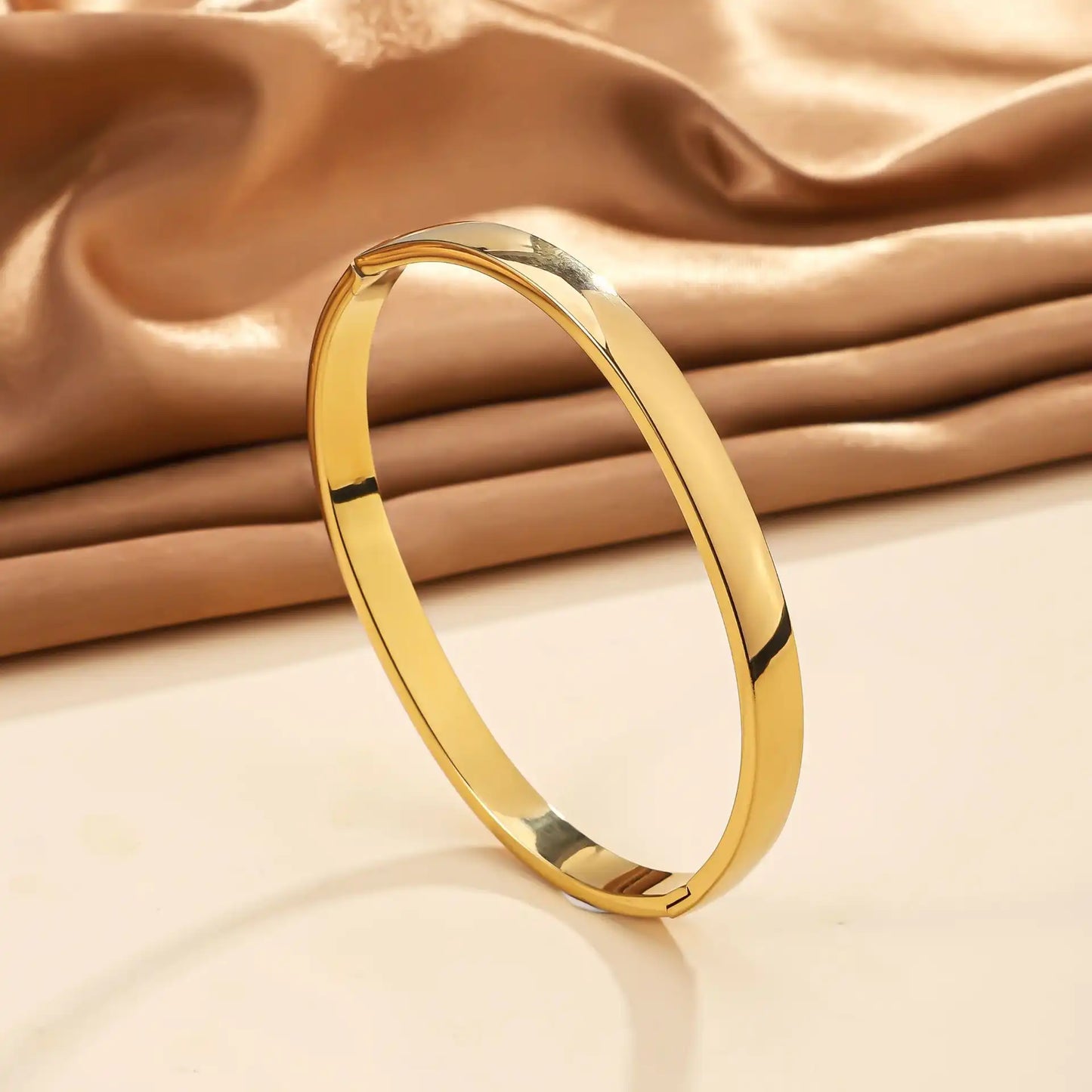 18K Gold PVD Titanium steel 6mm curved Minimalist bracelet / 25303078