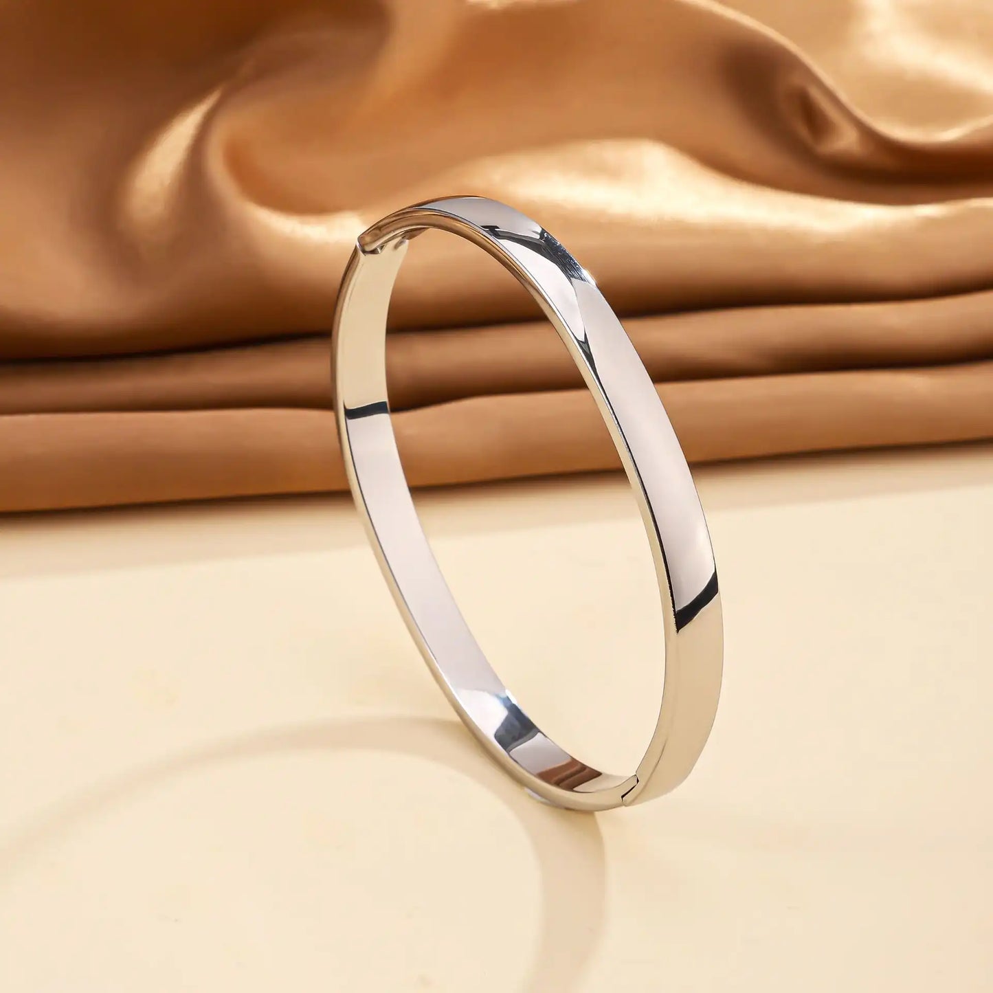 18K Gold PVD Titanium steel 6mm curved Minimalist bracelet / 25303078