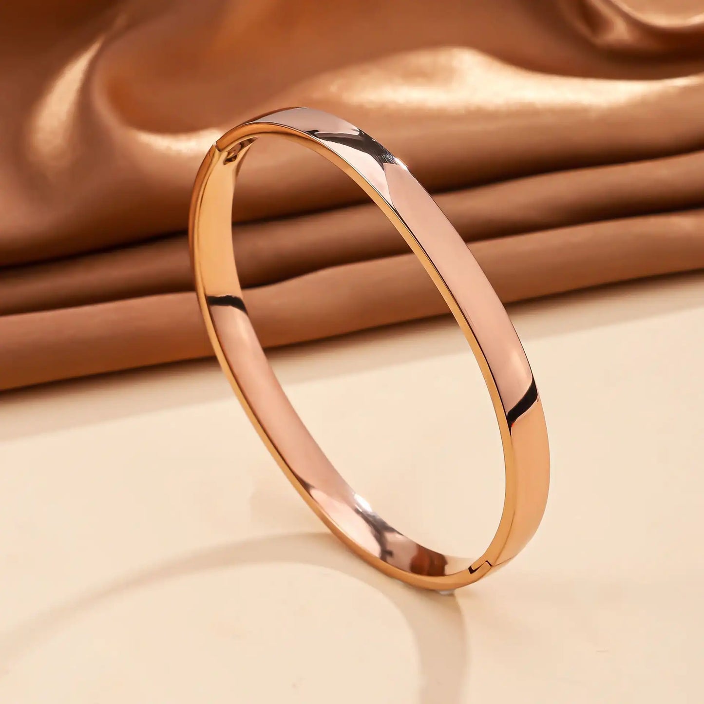 18K Gold PVD Titanium steel 6mm curved Minimalist bracelet / 25303078
