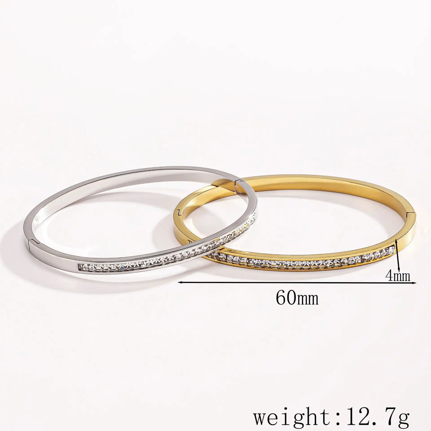 18K Gold PVD stainless steel Rhinestone Inlay Minimalist bracelet / 25303077