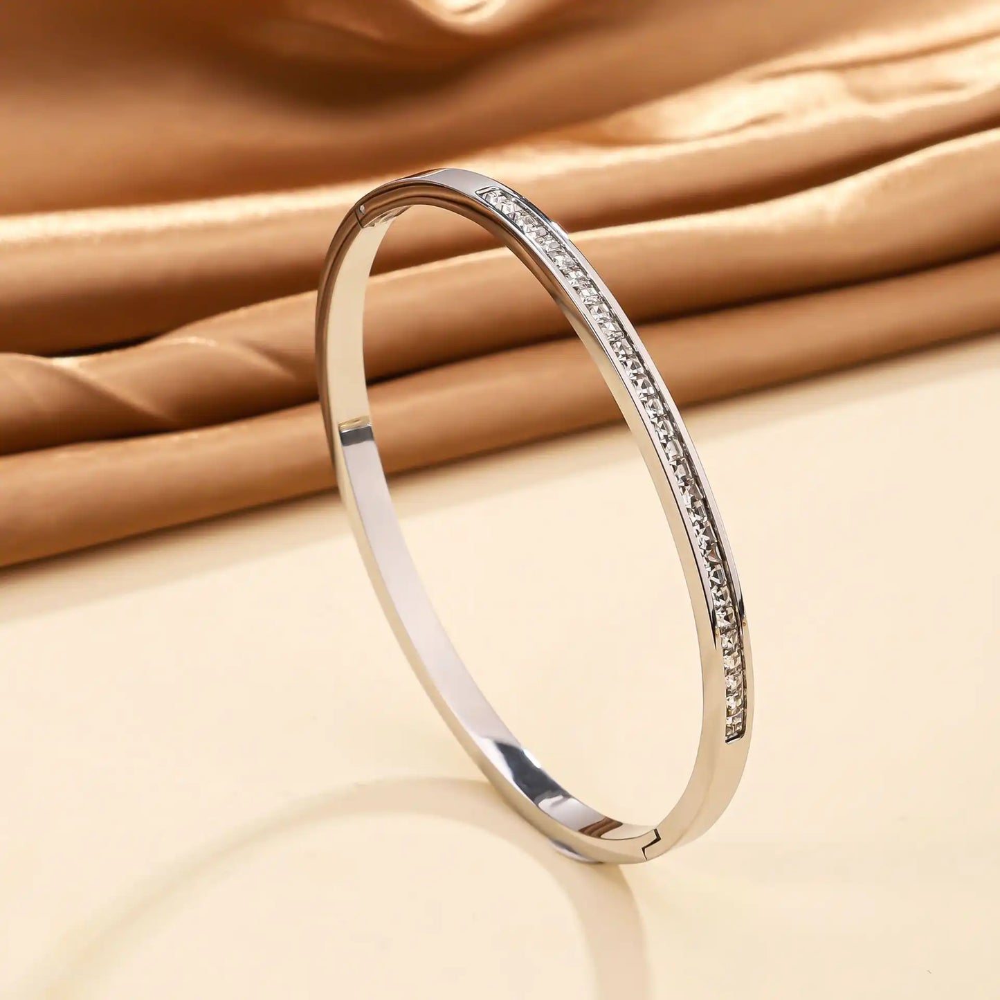 18K Gold PVD stainless steel Rhinestone Inlay Minimalist bracelet / 25303077