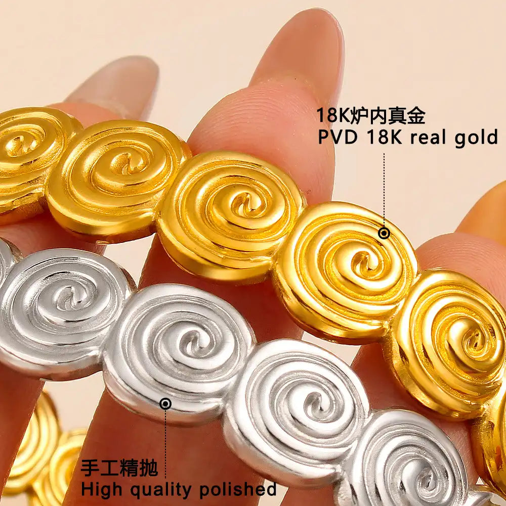 18K Gold PVD titanium steel Fluted round cut bracelet / 25303087