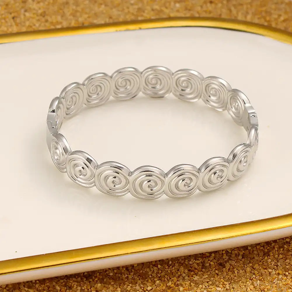 18K Gold PVD titanium steel Fluted round cut bracelet / 25303087