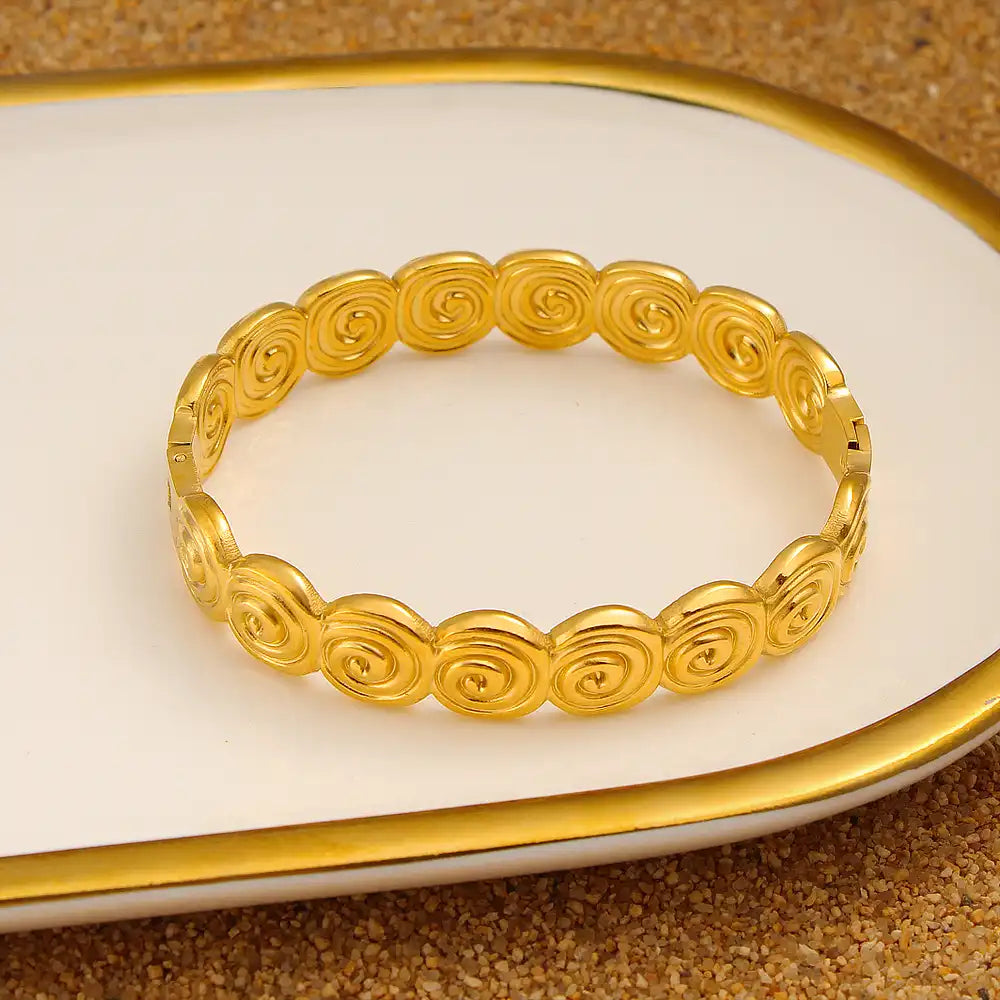 18K Gold PVD titanium steel Fluted round cut bracelet / 25303087