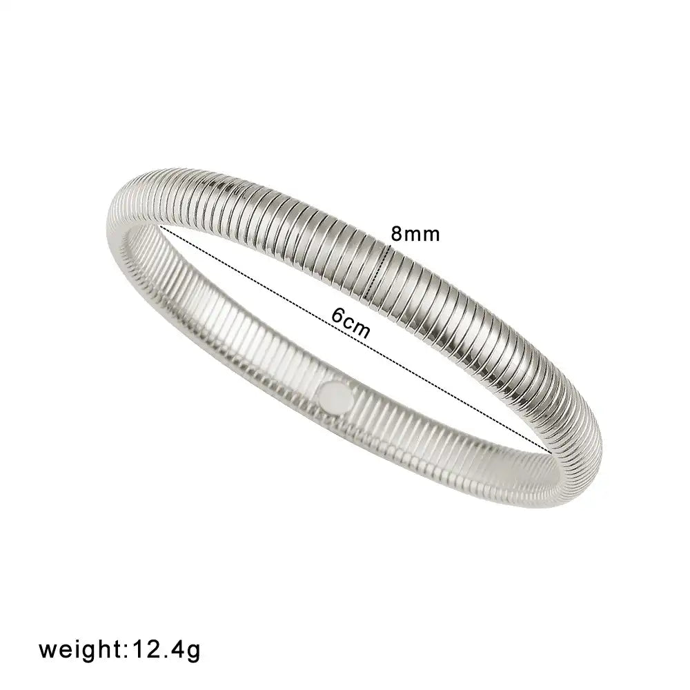 18K Gold PVD titanium steel Minimalist elastic stripe bracelet / 25303084