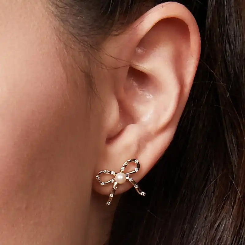 1 Pair 18K Gold Plated Copper Rhinestone Inlay Butterfly Stud Earring / KE3068