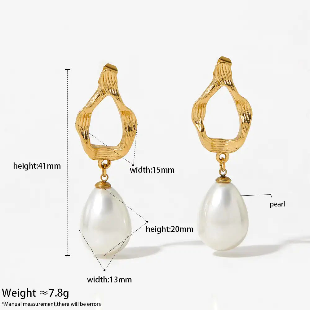 1 Pair 316 stainless steel pearl Pendant Drop earrings / 25104018