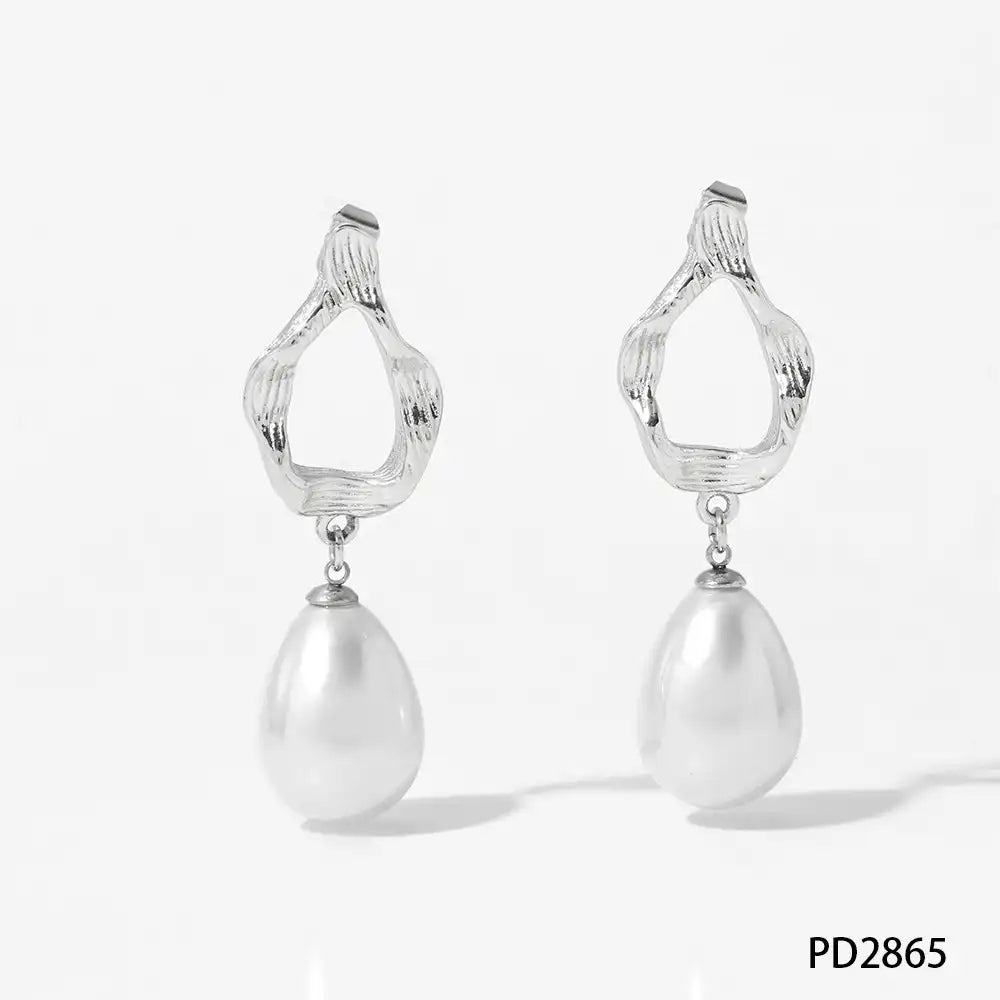 1 Pair 316 stainless steel pearl Pendant Drop earrings / 25104018