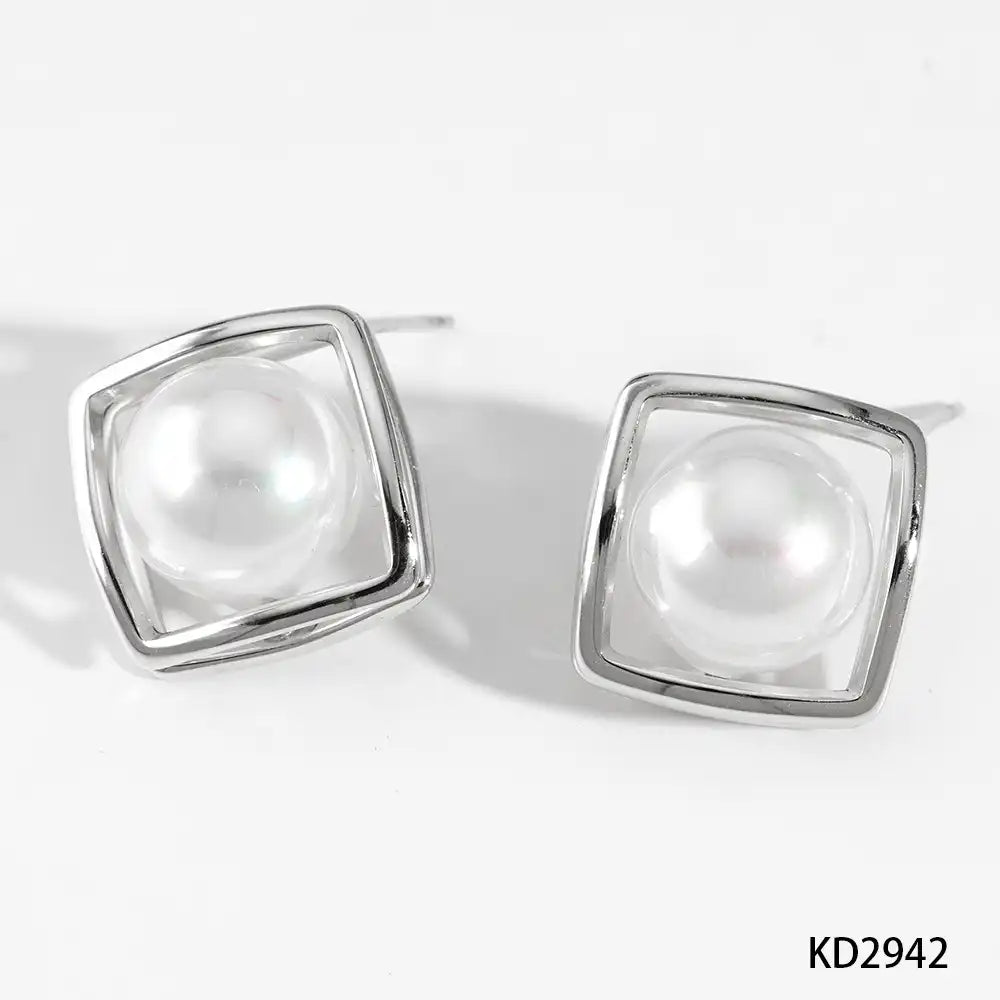 1 Pair 316 stainless steel pearl Stud earrings / 25104019