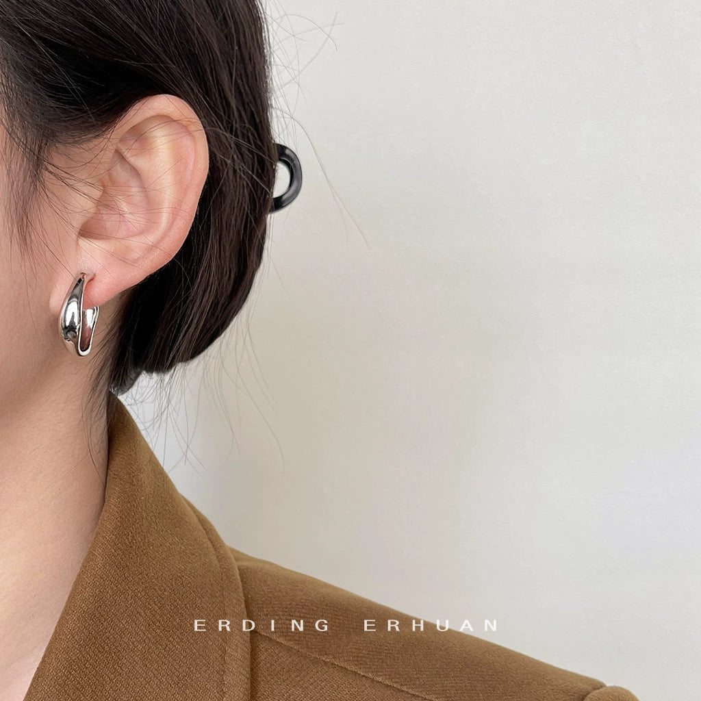 1 Pair French Style Geometry Hoop Earring / KE2002