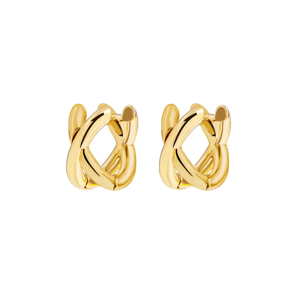1 Pair Gold and Silver Plated Copper Vertical Crossing Ear Cuff / KE1002