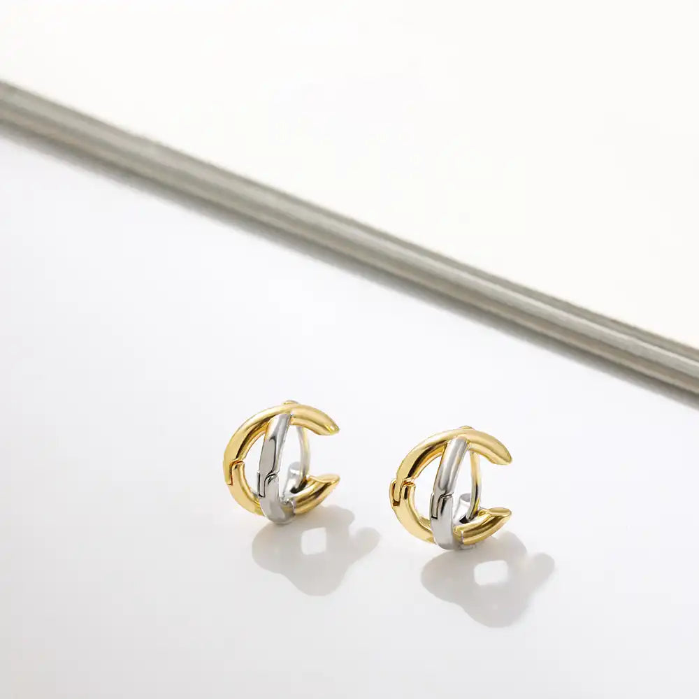 1 Pair Gold and Silver Plated Copper Vertical Crossing Ear Cuff / KE1002