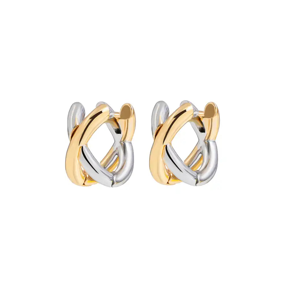 1 Pair Gold and Silver Plated Copper Vertical Crossing Ear Cuff / KE1002