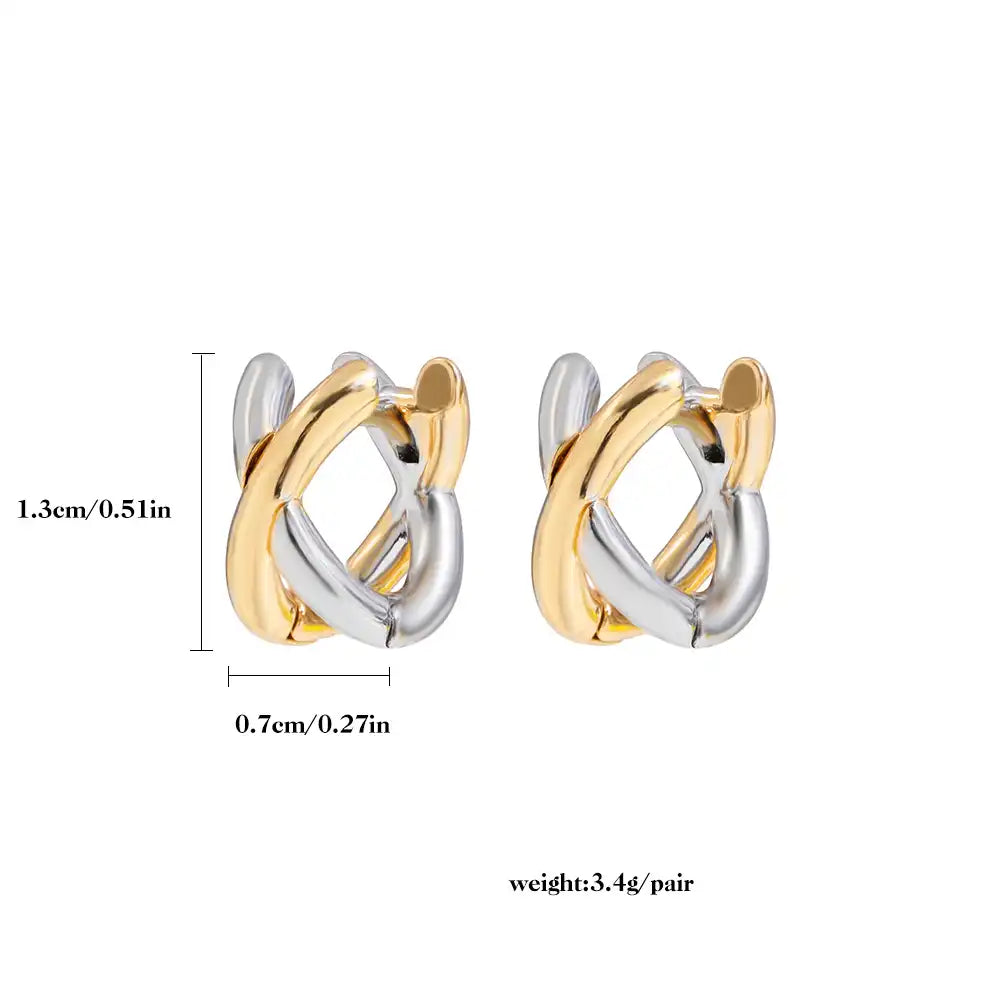 1 Pair Gold and Silver Plated Copper Vertical Crossing Ear Cuff / KE1002