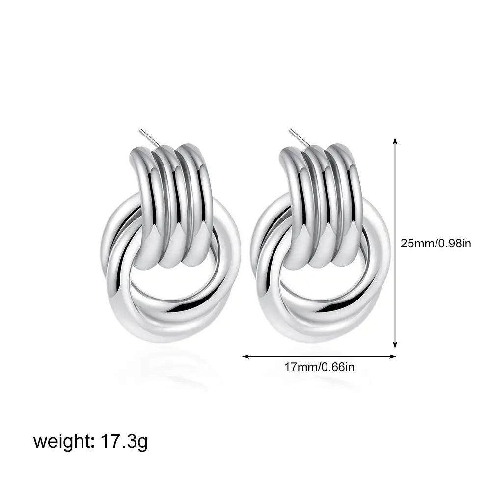 1 Pair Gold and Silver Plated Vertical Crossing Twist Around Stud Earring / KE3069