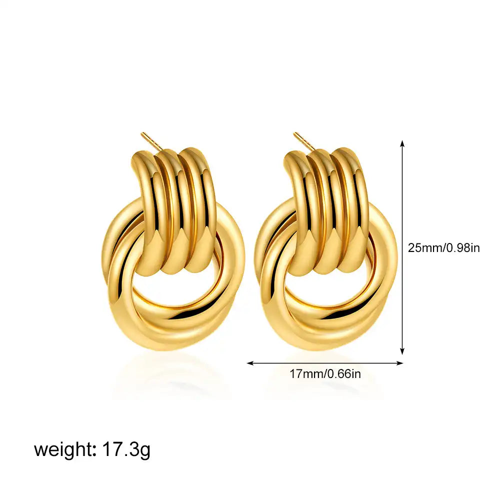 1 Pair Gold and Silver Plated Vertical Crossing Twist Around Stud Earring / KE3069
