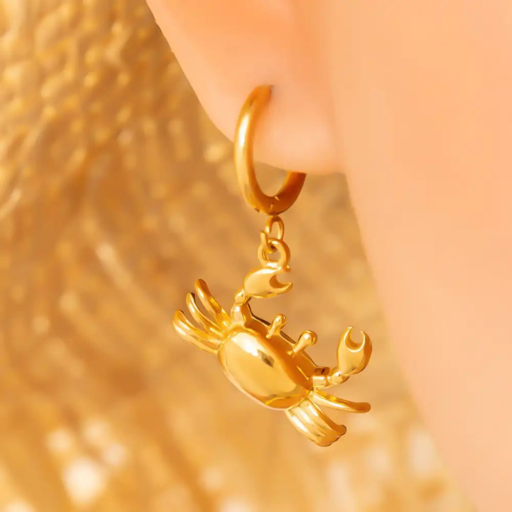 1 Pair Stainless Steel Crab Bone Fish Drop Earrings / 25104023
