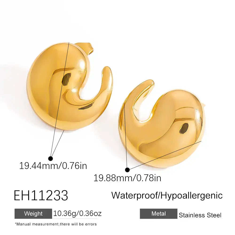 1 Pair Stainless steel retro geometric irregular curved hook earrings / 25104026
