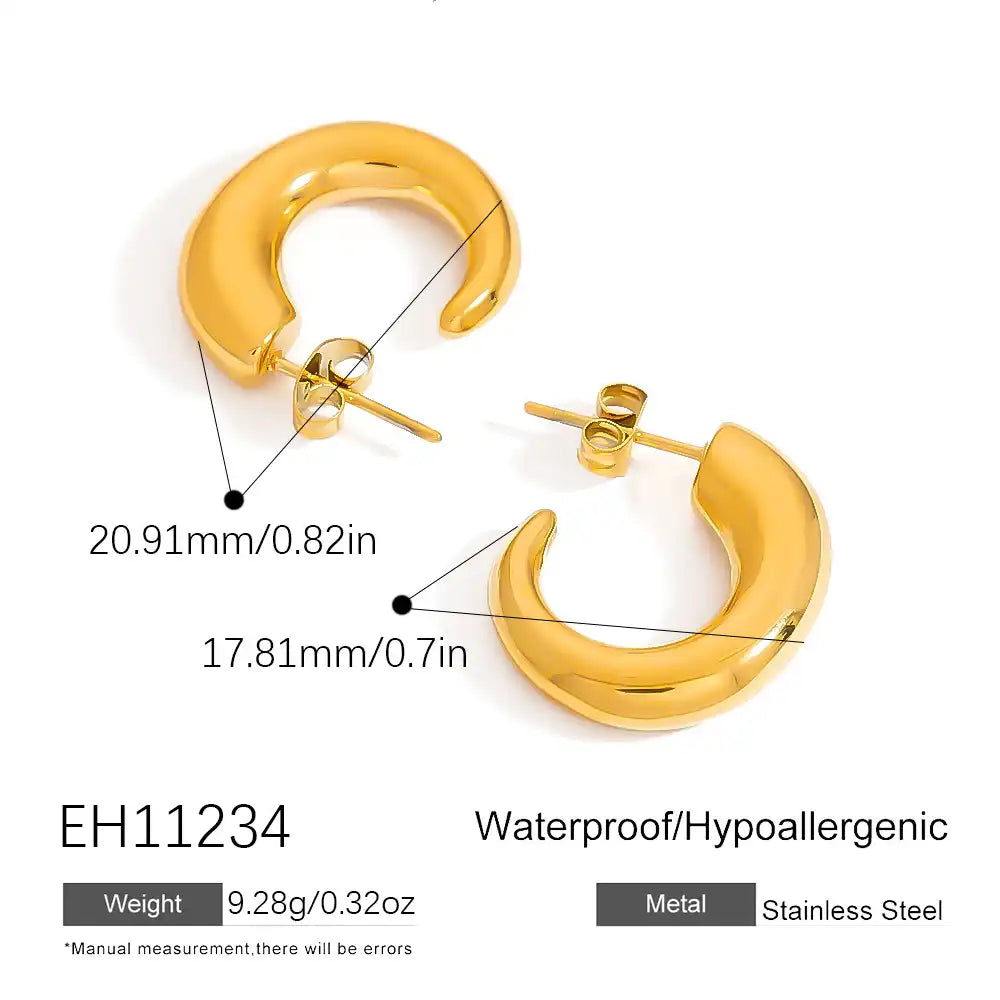 1 Pair Stainless steel retro geometric irregular curved hook earrings / 25104026