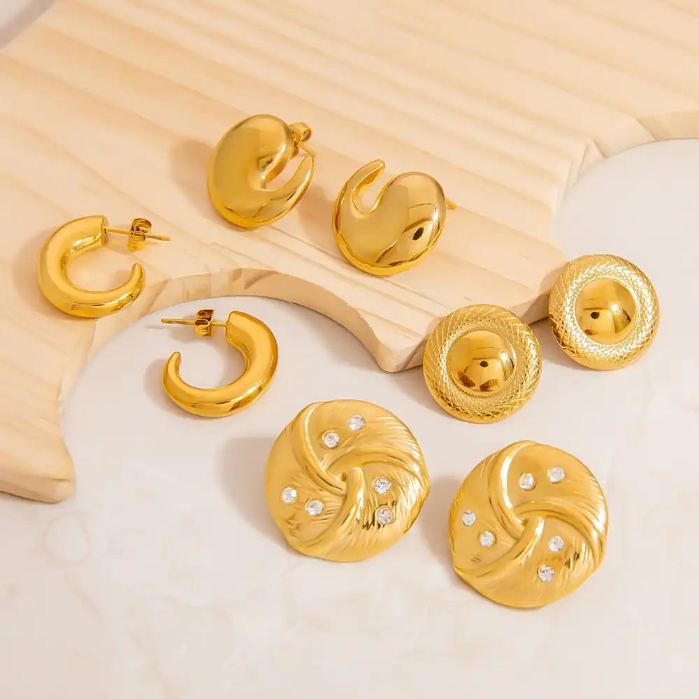 1 Pair Stainless steel retro geometric irregular curved hook earrings / 25104026