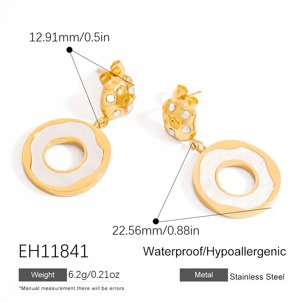 1 Pair Stainless steel water drop glass pendant earrings / 25104021