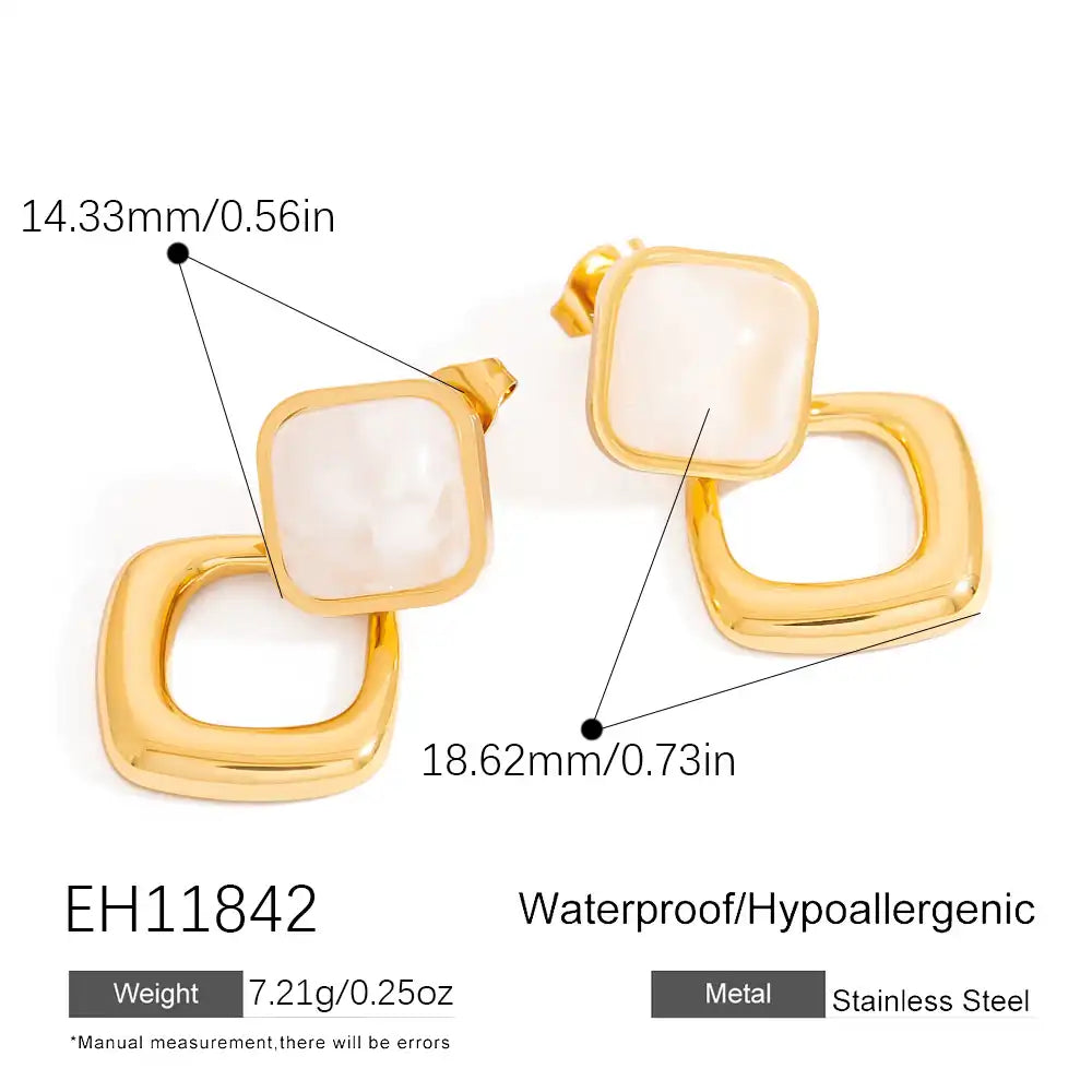 1 Pair Stainless steel water drop glass pendant earrings / 25104021