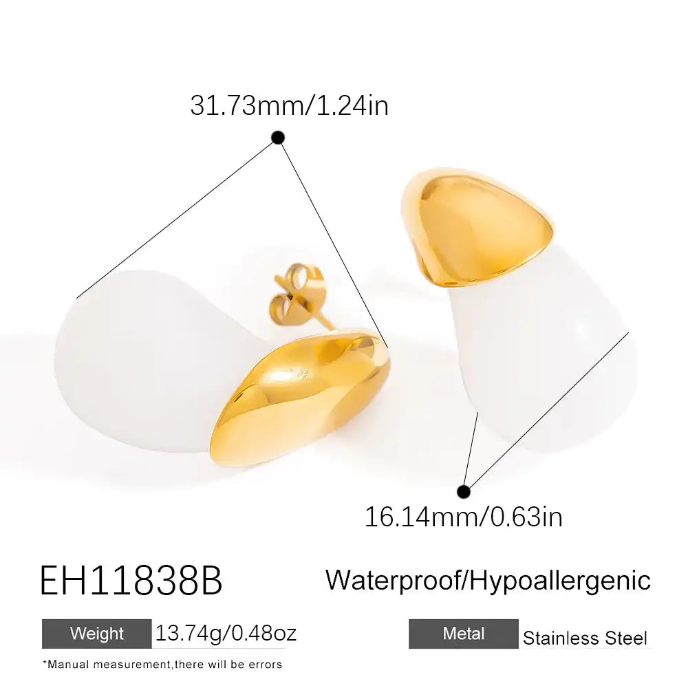 1 Pair Stainless steel water drop glass pendant earrings / 25104021