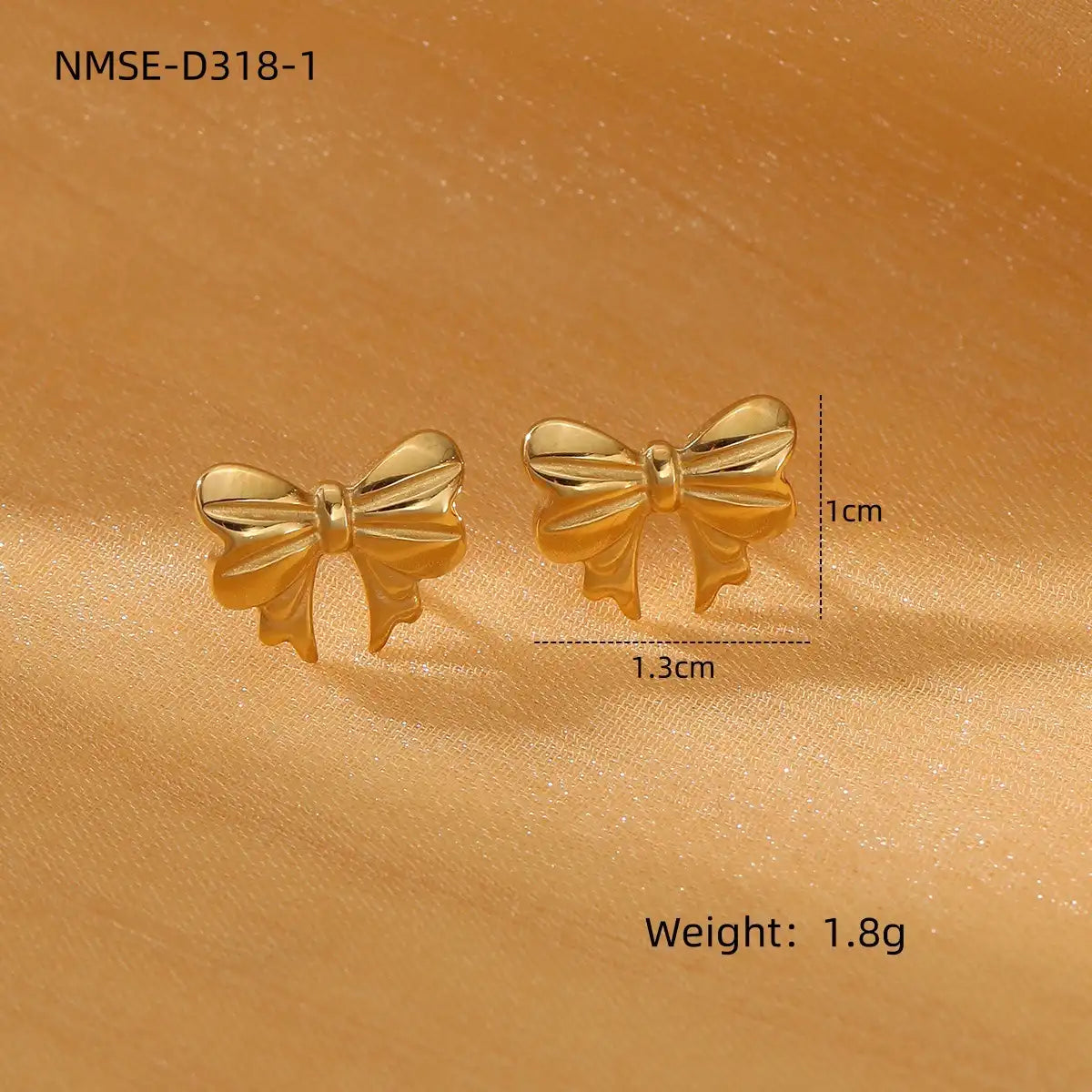 1 Pair 18K Gold PVD stainless steel bow design titanium steel earrings / 25104011