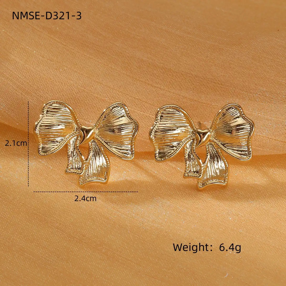 1 Pair 18K Gold PVD stainless steel bow design titanium steel earrings / 25104011