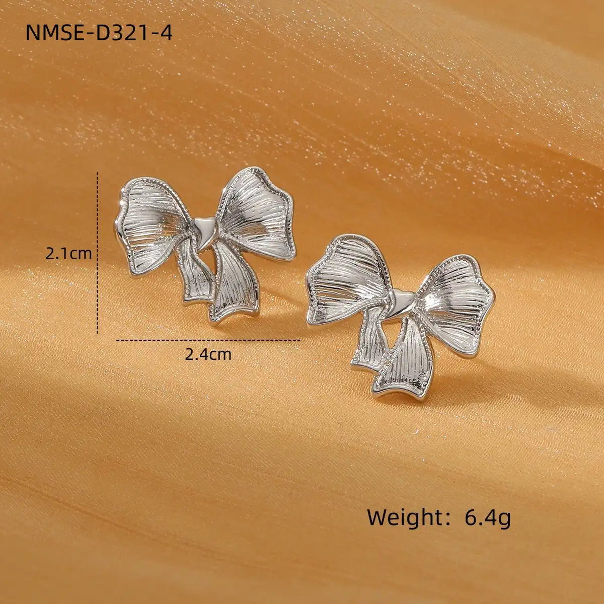 1 Pair 18K Gold PVD stainless steel bow design titanium steel earrings / 25104011