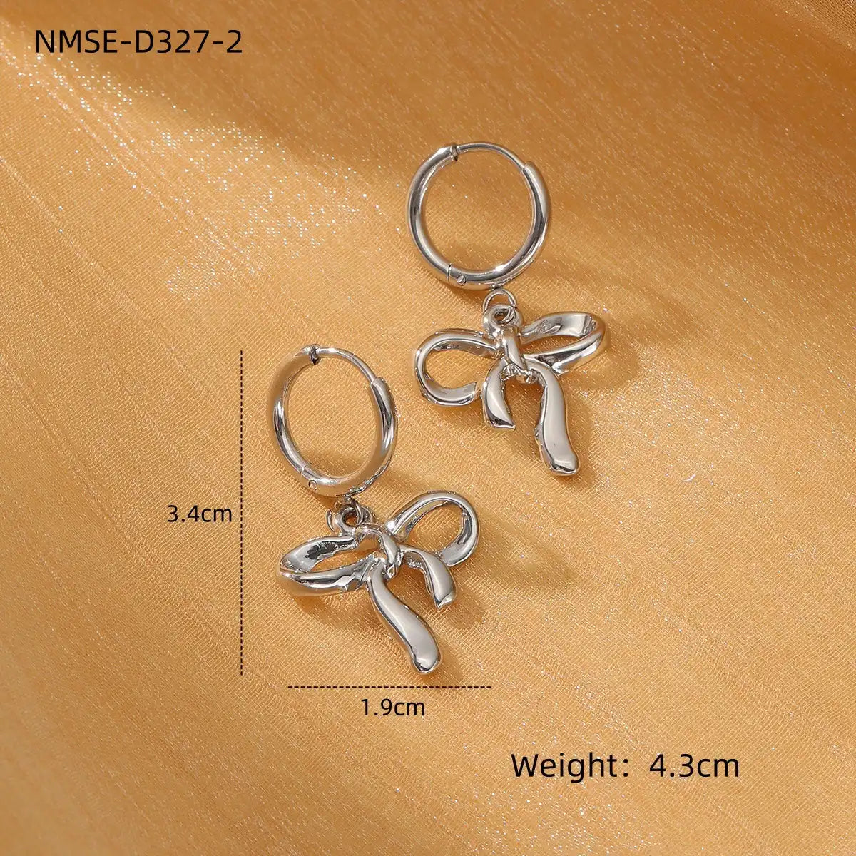 1 Pair 18K Gold PVD stainless steel bow design titanium steel earrings / 25104011