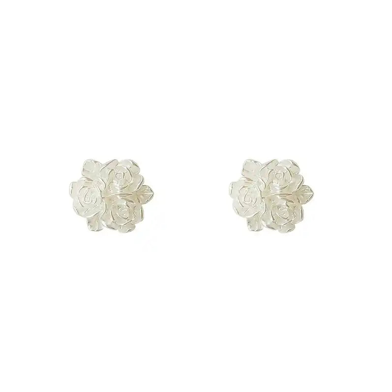 1 Pair Sterling Silver White Flower Stud Earring / KE3064