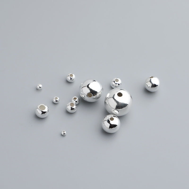 2-12mm Big Hole Round Beads Sterling Silver Beads ( pk of 10 )