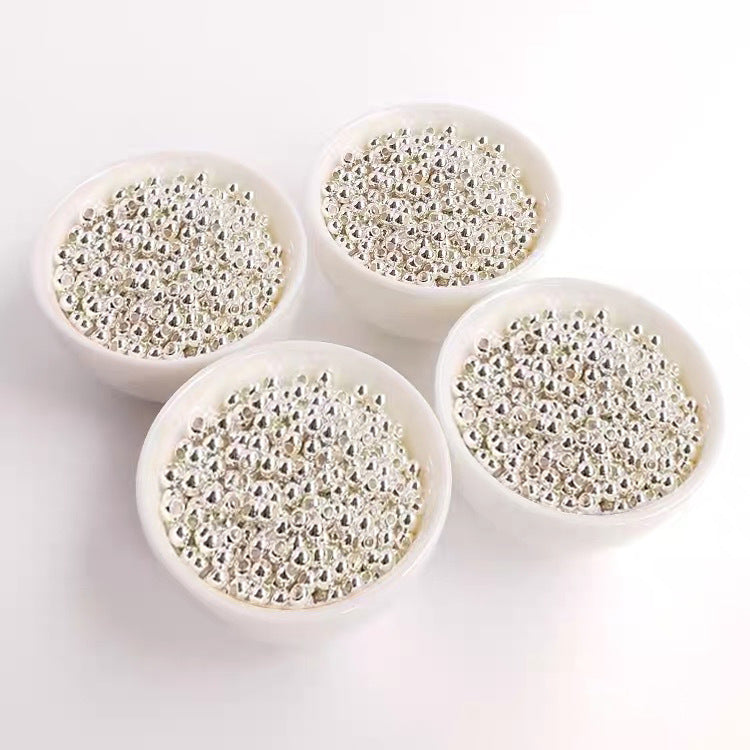 2-12mm Big Hole Round Beads Sterling Silver Beads ( pk of 10 )