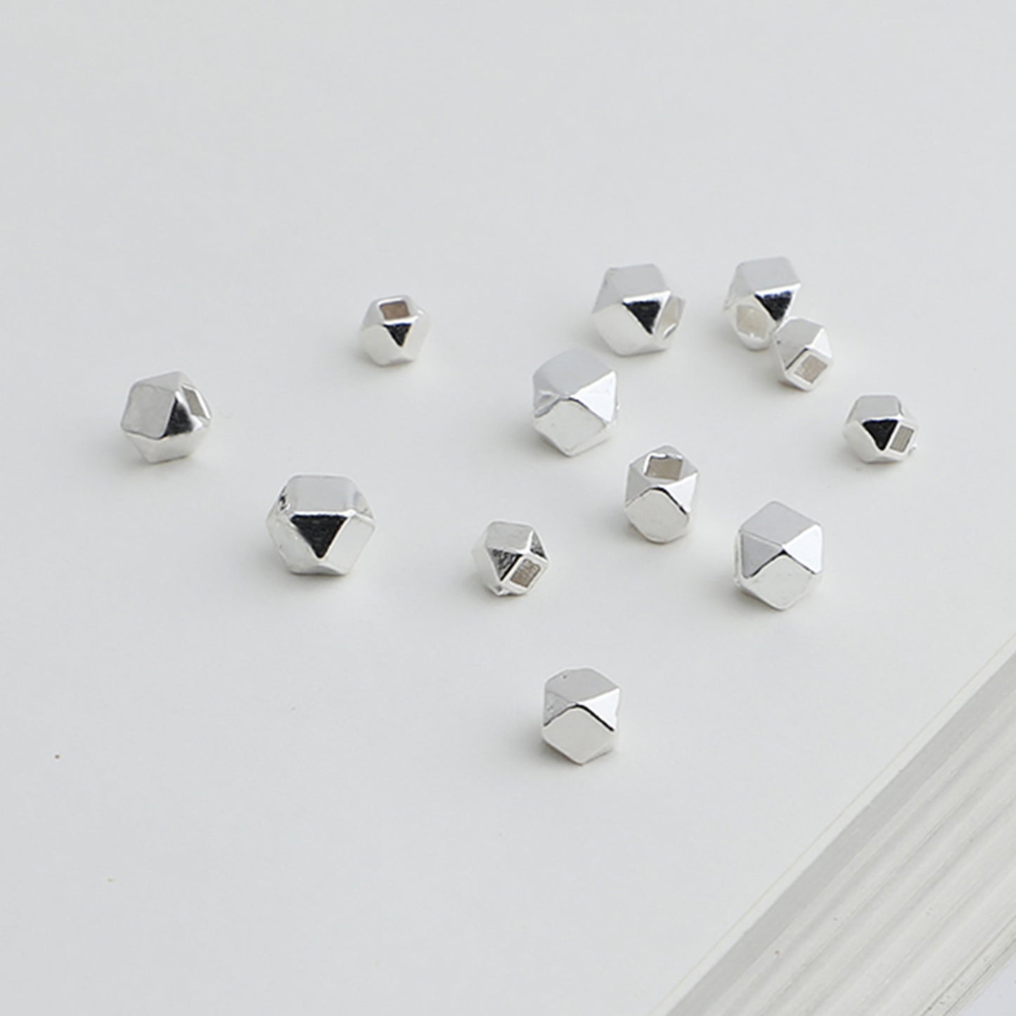 2.5-4mm Octagon Beads Sterling Silver Beads ( pk of 10 )