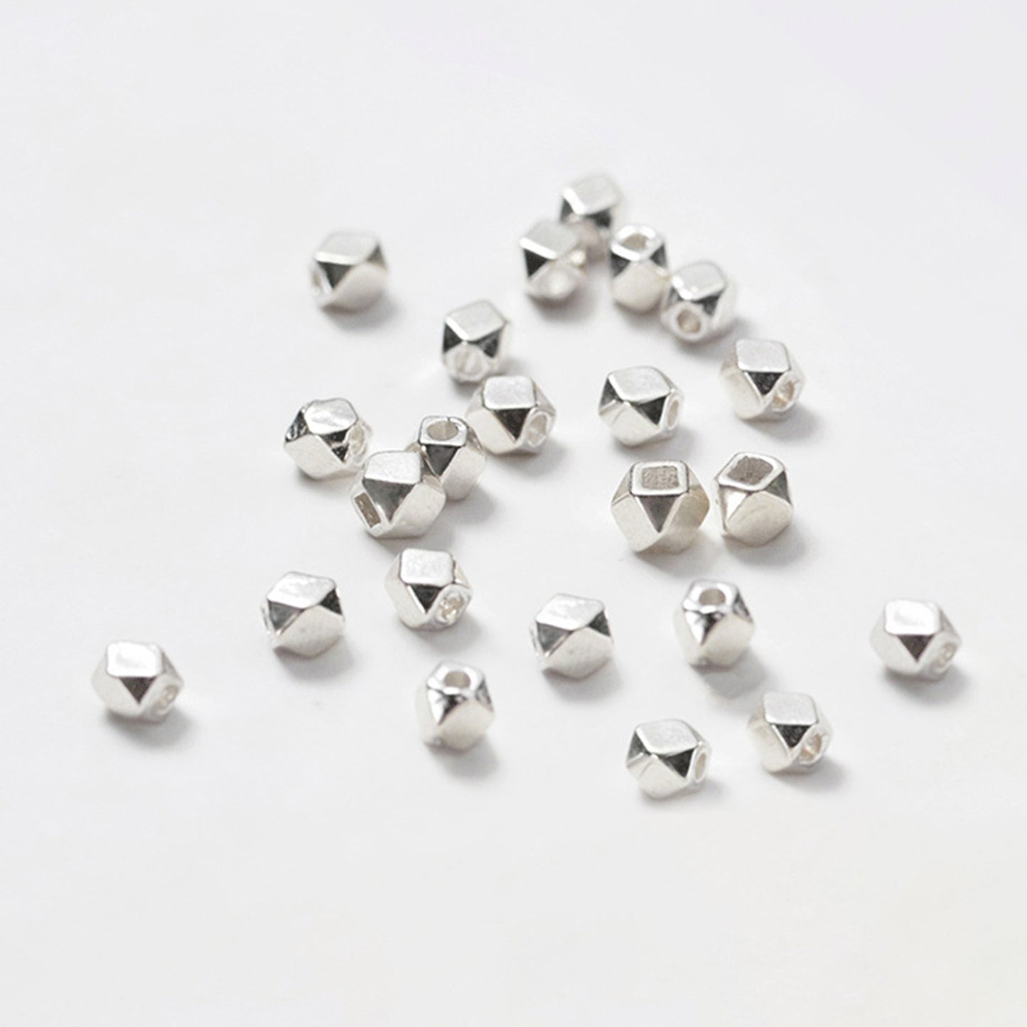 2.5-4mm Octagon Beads Sterling Silver Beads ( pk of 10 )
