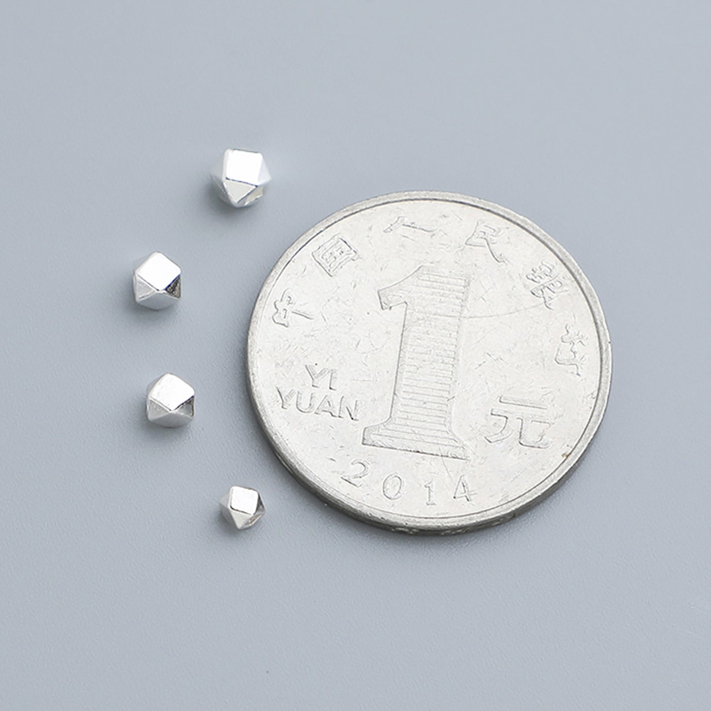 2.5-4mm Octagon Beads Sterling Silver Beads ( pk of 10 )