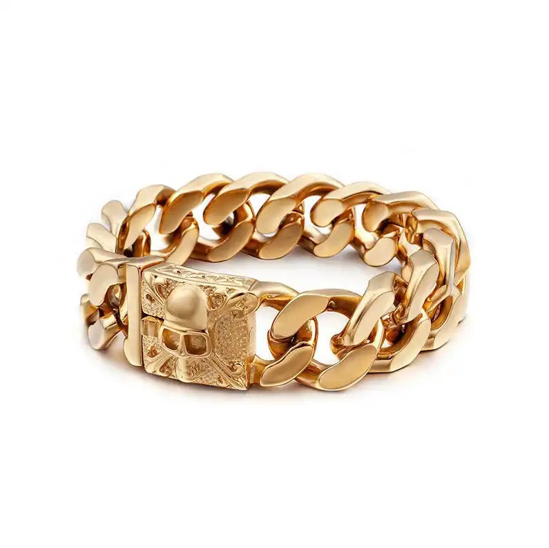 Stainless Steel Skull Cuban Chain Bracelet / KB0028
