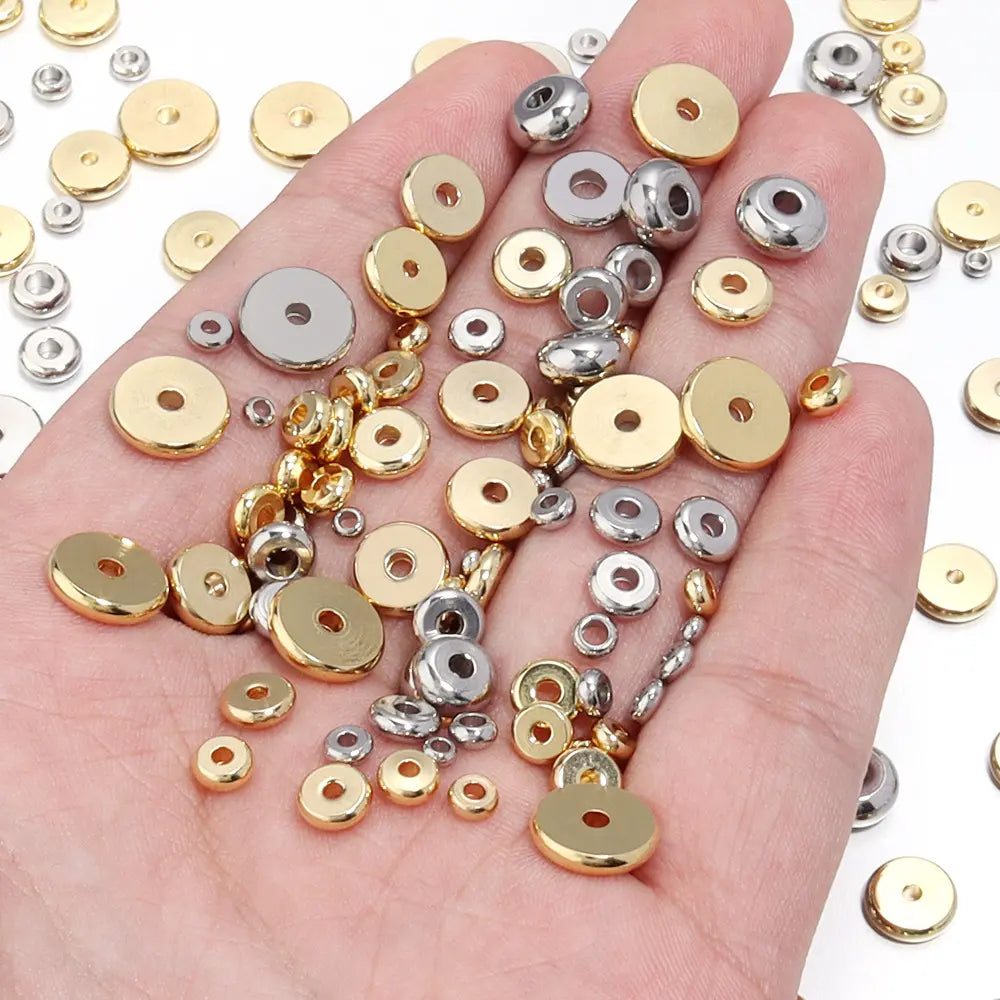 3-10mm Stainless Steel Flat Round Jewelry Making Spacer Beads (pack of 200)